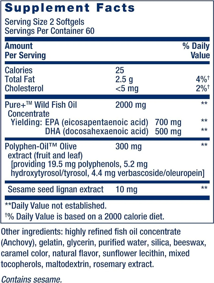 Super Omega-3 EPA/DHA with Sesame Lignans & Olive Extract Softgels - Image 10