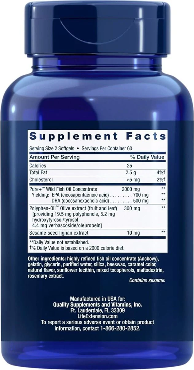 Super Omega-3 EPA/DHA with Sesame Lignans & Olive Extract Softgels - Image 2