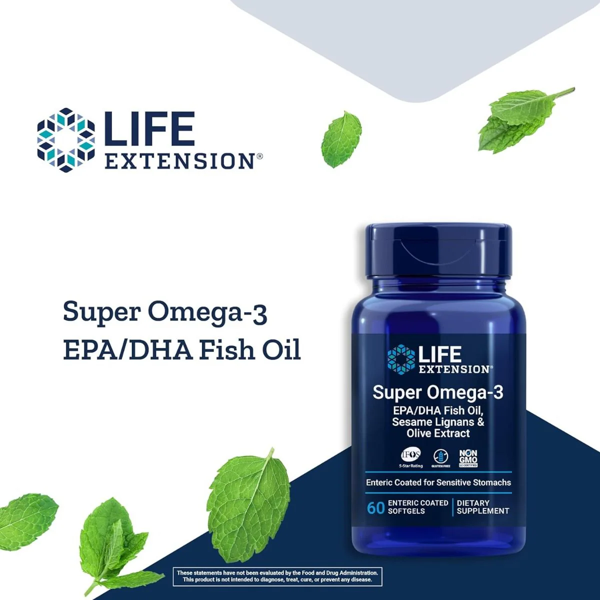 Super Omega-3 EPA/DHA with Sesame Lignans & Olive Fruit Extract (Enteric Coated) Softgels - Image 8