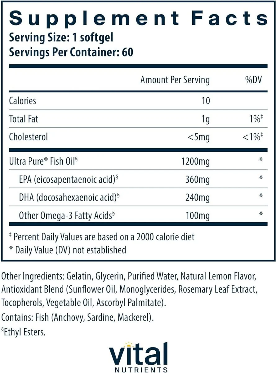 Ultra Pure Fish Oil 700 60 Softgels Lemon - Image 2