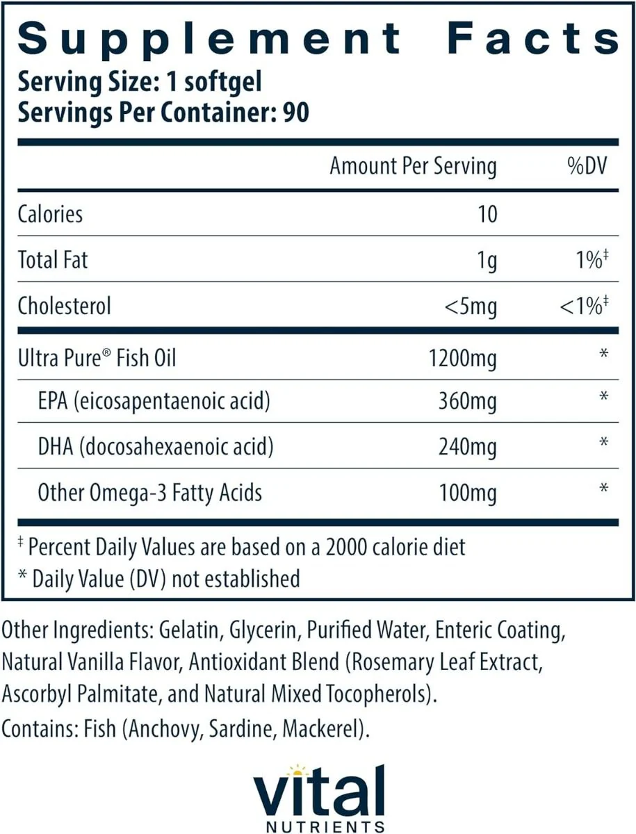 Ultra Pure Fish Oil (Enteric Coated) 700 MG 90 Capsules Unflavored - Image 2