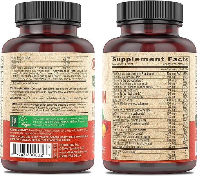 Vegan Multivitamin & Mineral One Daily with Greens 90 Tablets - Image 5