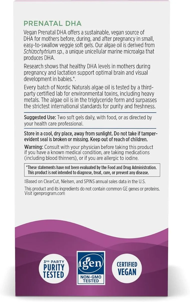 Vegan Prenatal DHA 500 Mg 60 Veggie Softgels Unflavored - Image 3