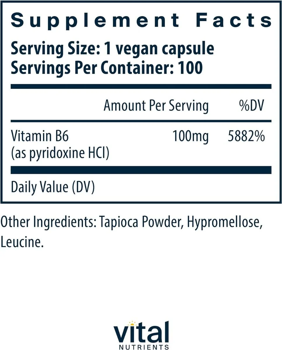 Vitamin B6 100 MG 100 Capsules - Image 2