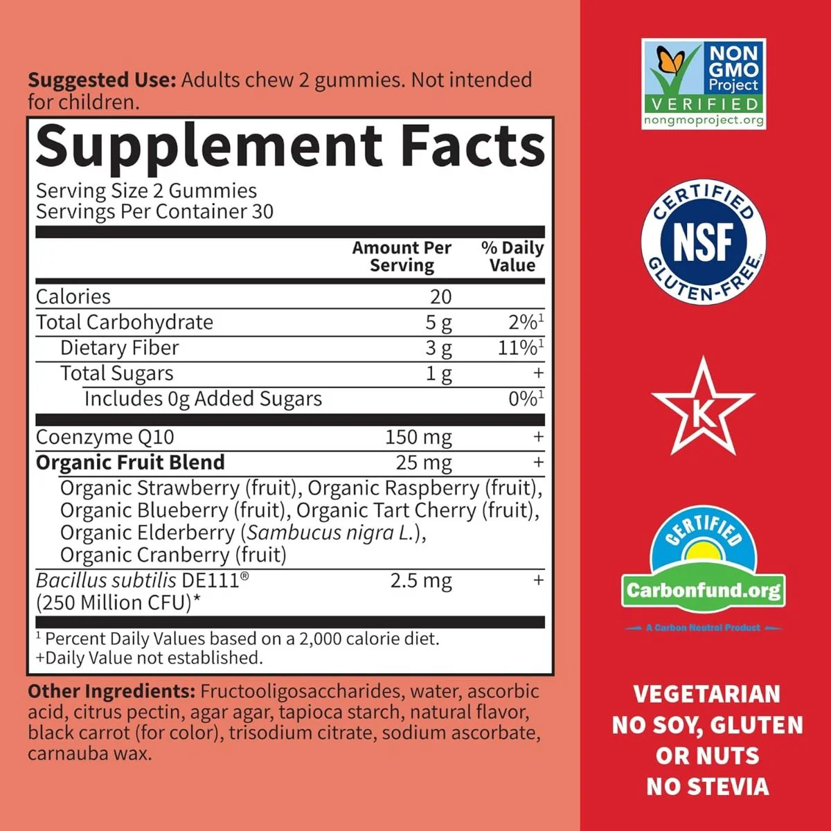 Vitamin Code CoQ10 150mg 150 MG 60 Gummies Strawberry - Image 2