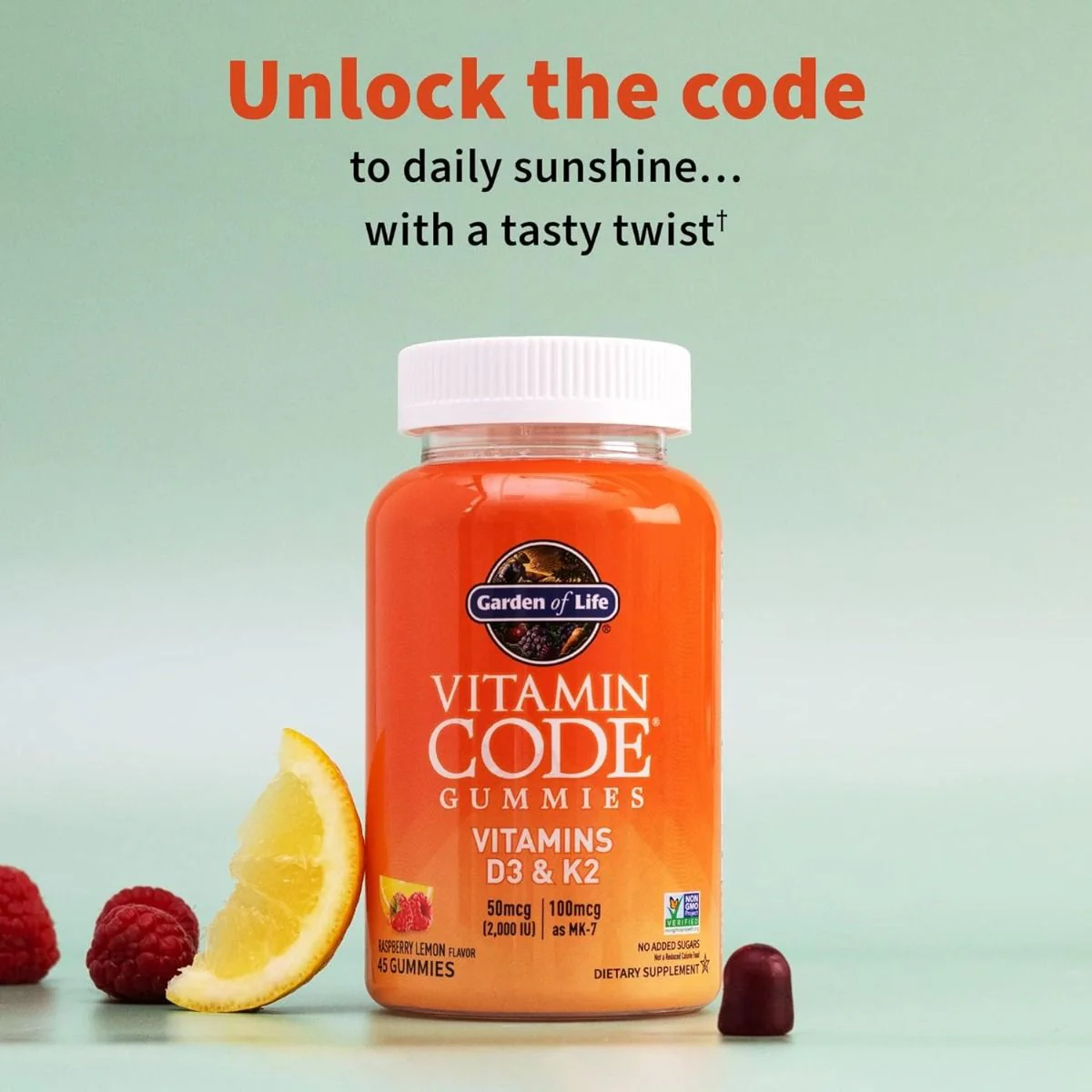 Vitamin Code D3 and K2 45 Gummies Raspberry Lemonade - Image 3