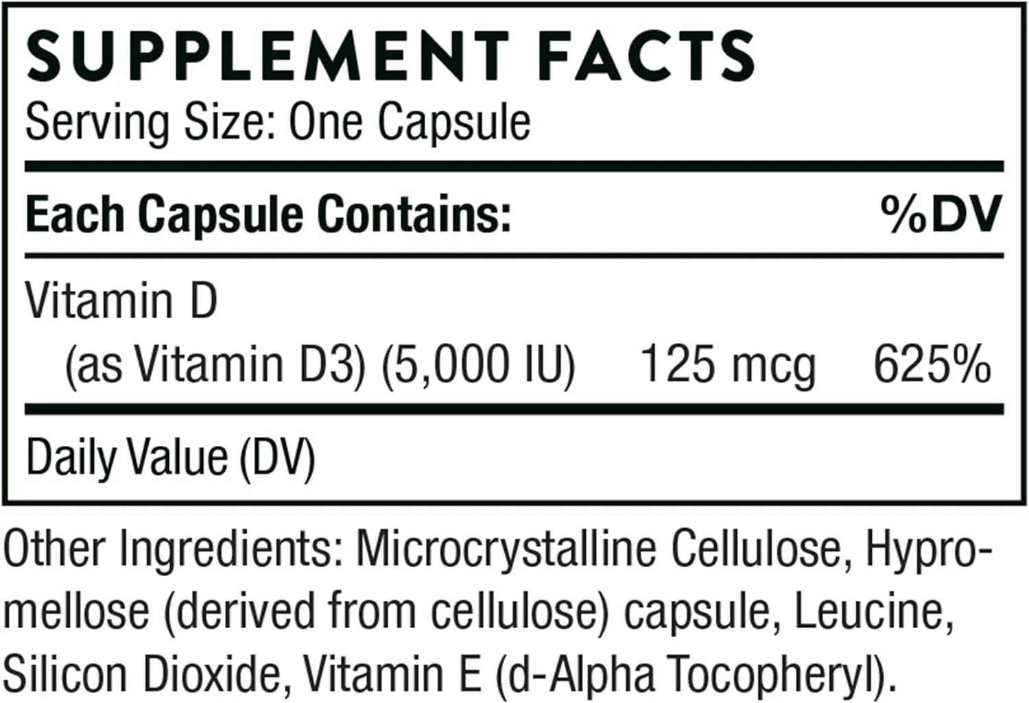 Vitamin D-5000 5000 IU 60 Veggie Caps - Image 2