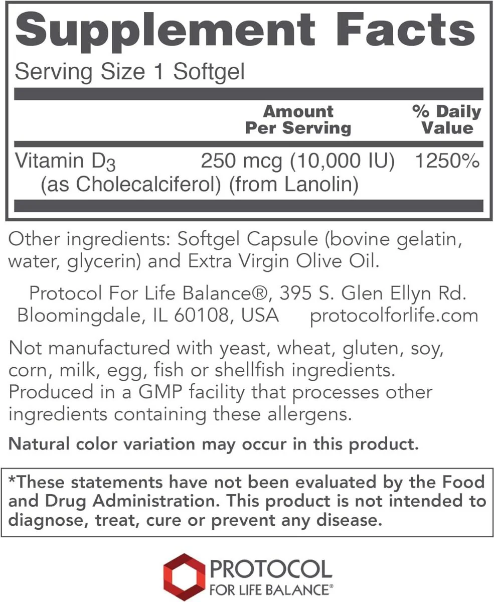 Vitamin D3 10000 IU 120 Softgels - Image 3