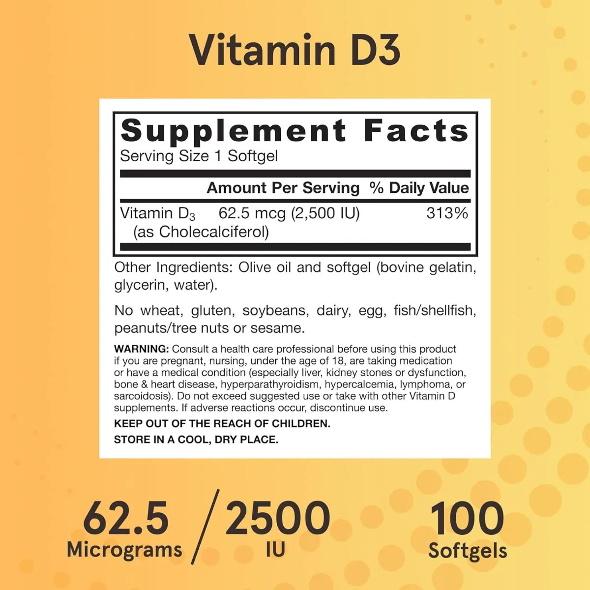 Vitamin D3 2500 IU 100 Softgels - Image 6
