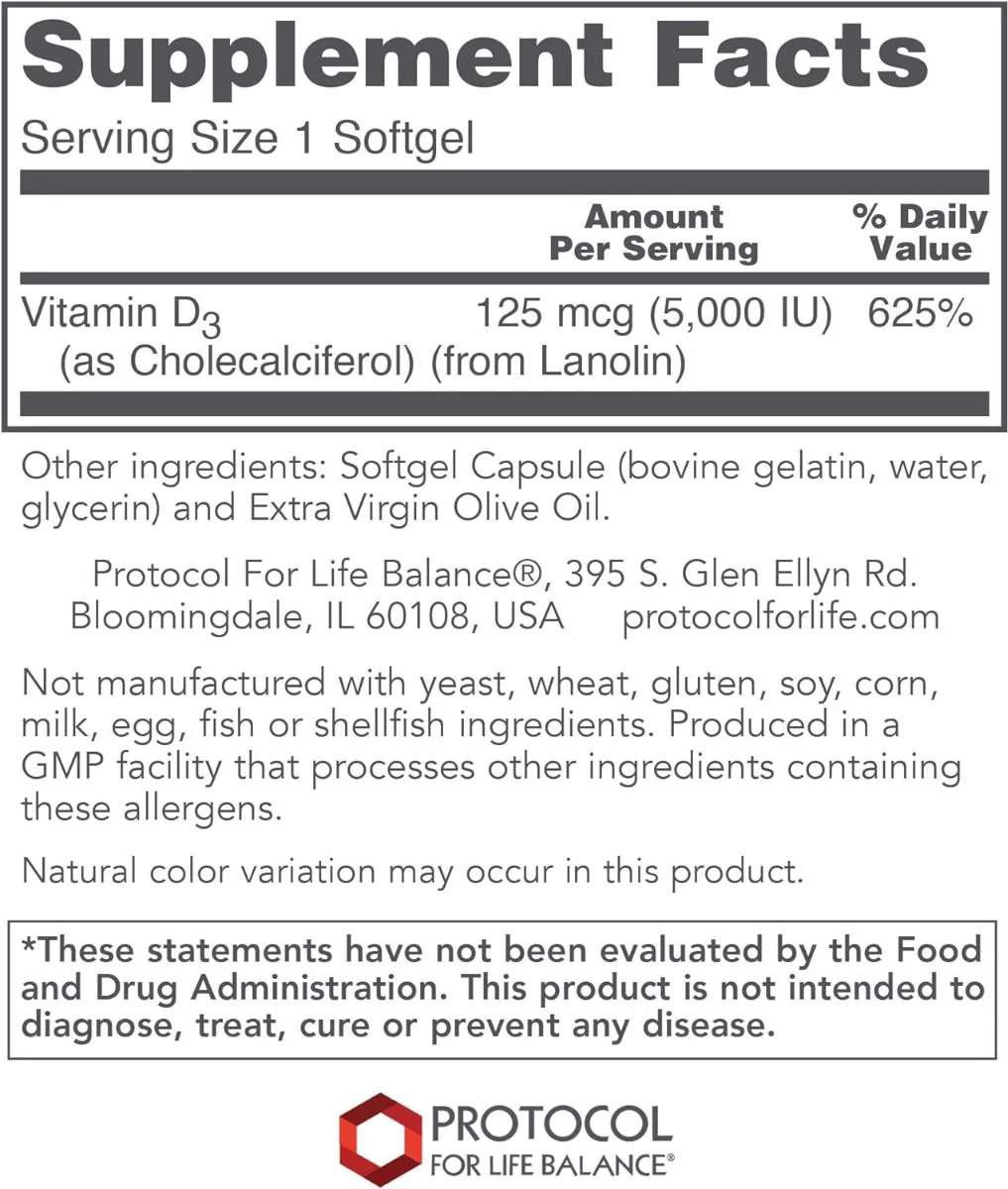 Vitamin D3 5000 IU 120 Softgels - Image 2