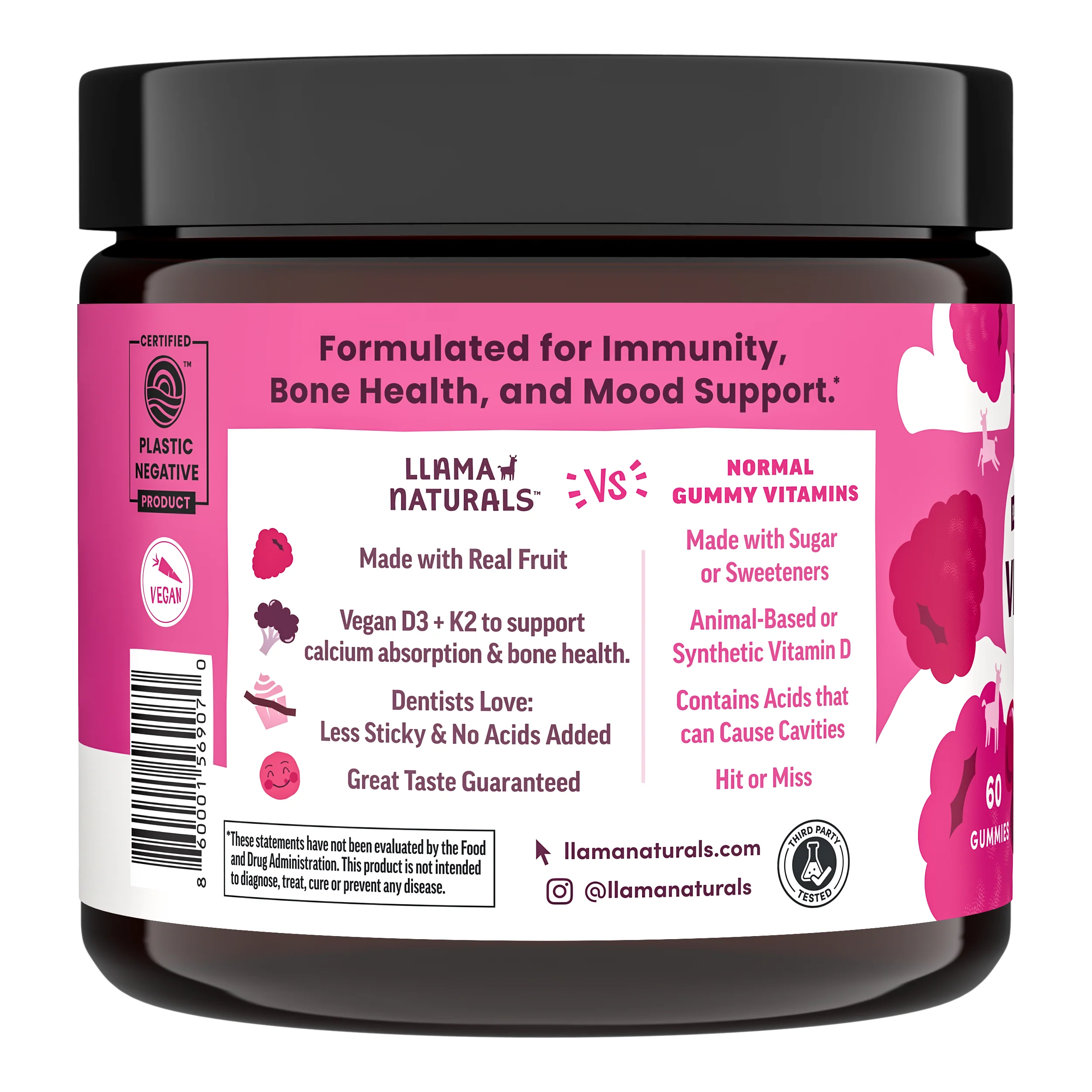 Vitamin D3 + K2 Gummies, Raspberry (60 ct) - Image 4