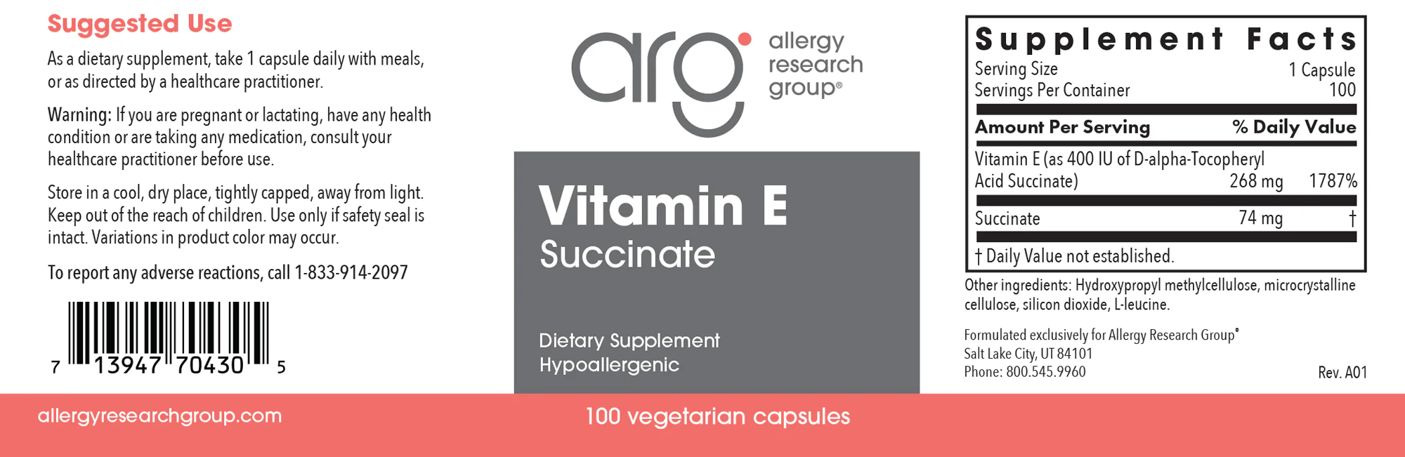 Vitamin E Succinate 100Veggie Caps - Image 2
