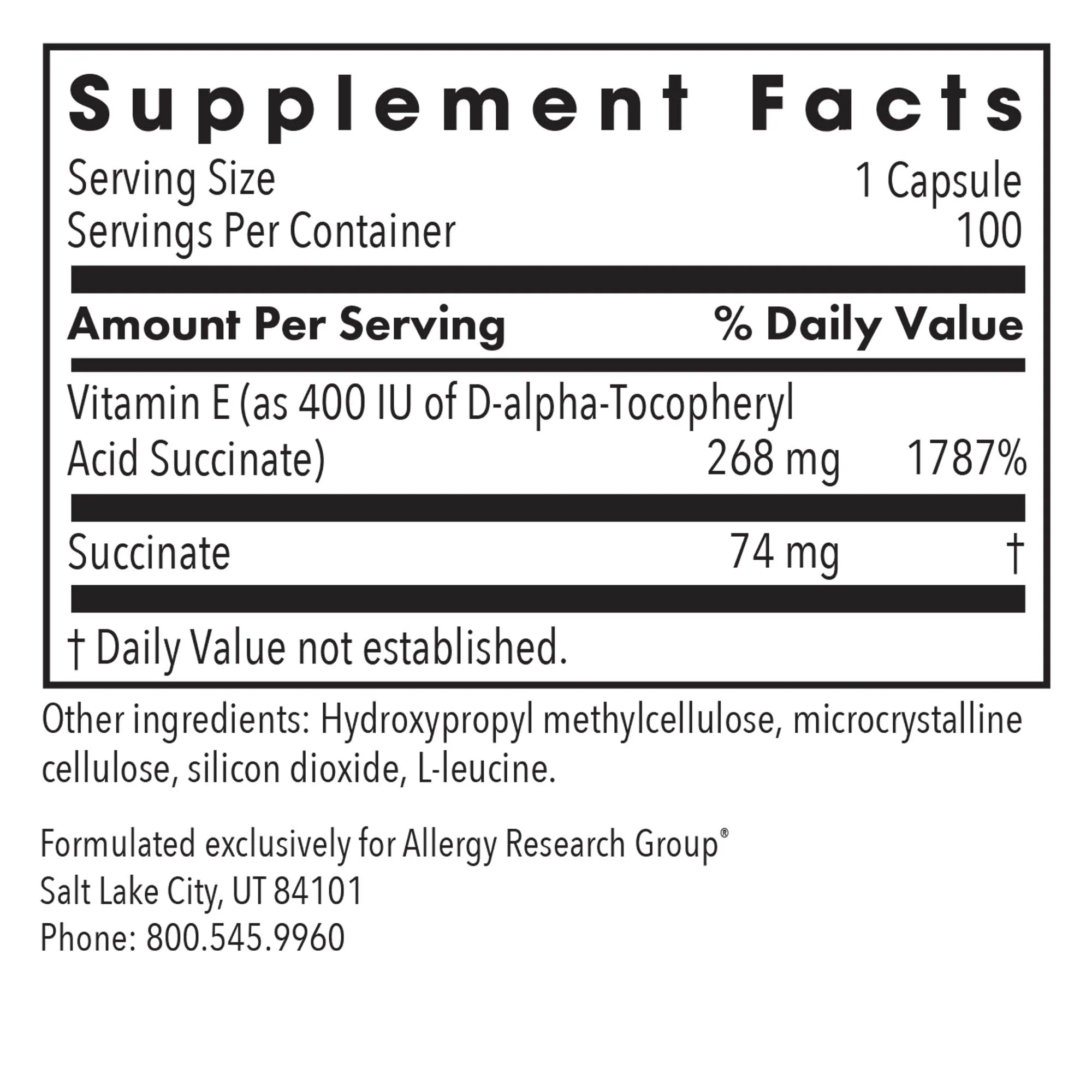 Vitamin E Succinate 100Veggie Caps - Image 3