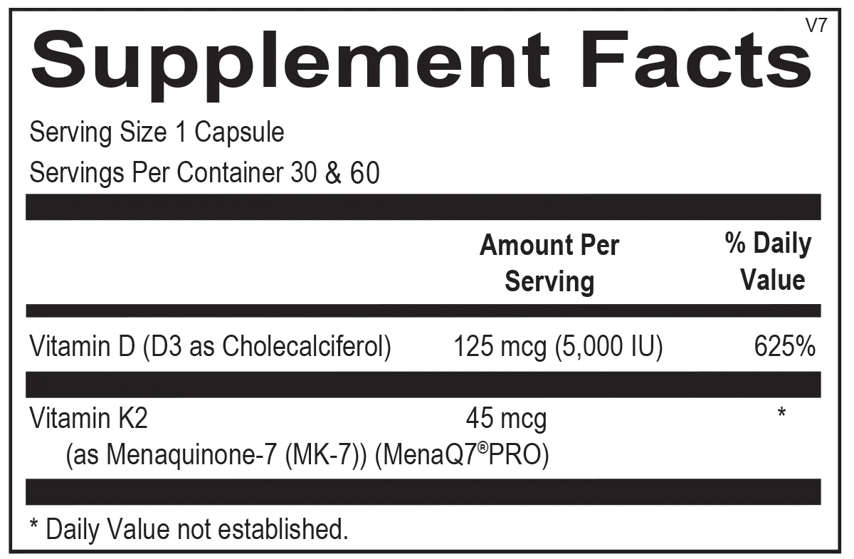 Vitamin K2 with D3 60 Capsules - Image 2