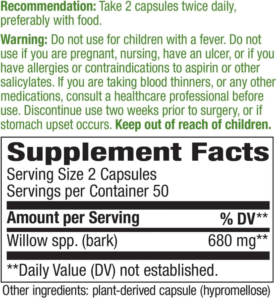 White Willow Bark 100 Capsules - Image 4