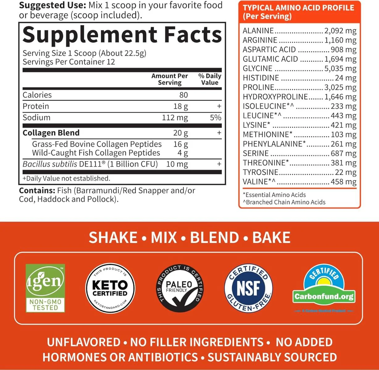 Wild Caught & Grass Fed Collagen 9.52 Oz (270g) Powder Unflavored - Image 8