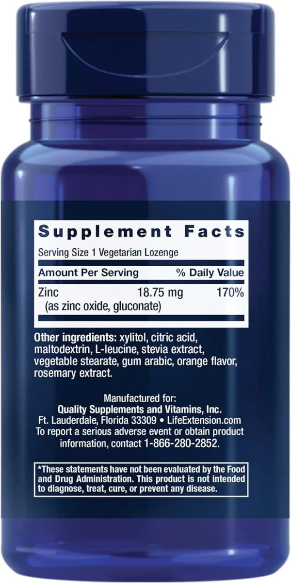 Zinc Lozenges (Citrus-Orange Flavor) 60 Veg Lozenges - Image 2